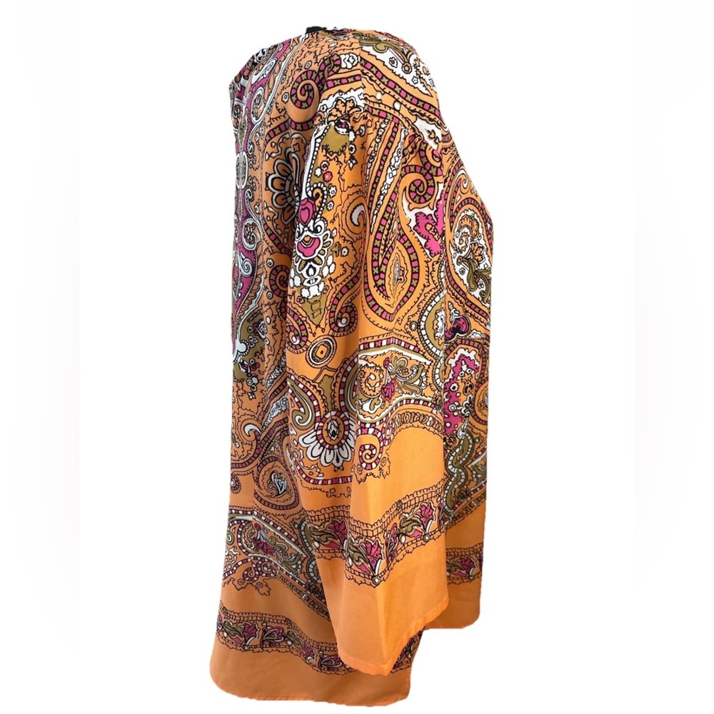 New York & Co orange paisley boho hippie ladies tunic top size XL lightweight - Picture 4 of 11